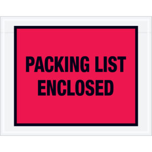 7 x 5 1/2" Red "Packing List Enclosed" Envelopes