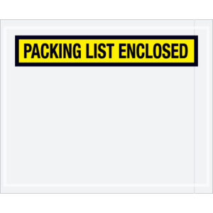 4 1/2 x 5 1/2" Yellow "Packing List Enclosed" Envelopes