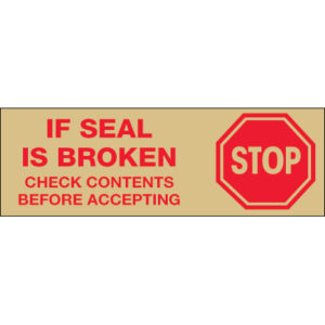 2" x 110 yds. - "Stop If Seal Is Broken" Tan (6 Pack) Tape Logic® Messaged Carton Sealing Tape