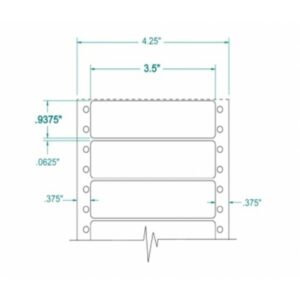 110654 - White Pinfeed Label, 3 1/2 x 15/16, 1 across, repeat size 1, carrier size 4 1/4, qty 5,000