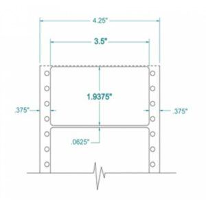 111352 - White Pinfeed Label, 3 1/2 x 1 15/16, 1 across, repeat size 2, carrier size 4 1/4, qty 5,000