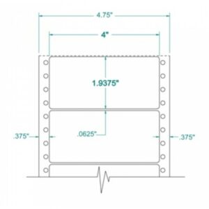 111407 - White Pinfeed Label, 4 x 1 15/16, 1 across, repeat size 2, carrier size 4 3/4, qty 5,000