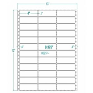 130353 - White Pinfeed Label, 4 x 15/16, 3 across, repeat size 1, carrier size 13, qty 15,000