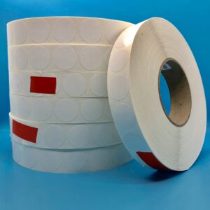1WNP1050 - 1" White Tabs - 10,000 per roll - 50,000 per case
