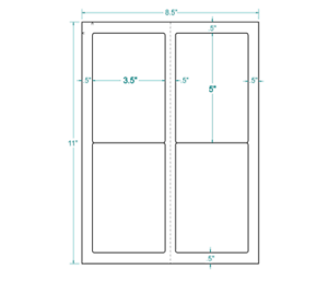 312524 - White Shipping Label, inkjet/laser/copier, 3 1/2 x 5, 2 across, 4 on a sheet, 100 sheets, qty 400