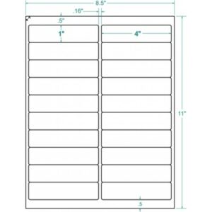 311174 - White Permanent Label, inkjet/laser/copier, 4 x 1, 2 across, 20 on a sheet, 100 sheets, qty 2,000