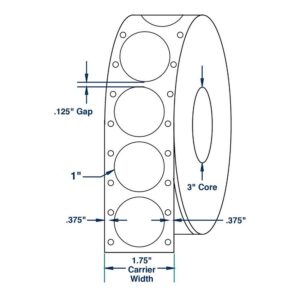 910102 - 1" White Pinfeed Tabs - 3,125 per roll - 50,000 per case