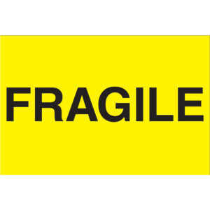 2 x 3" - "Fragile" (Fluorescent Yellow) Labels