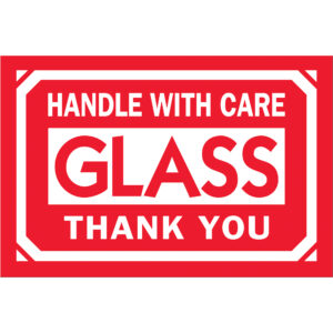 2 x 3" - "Glass - Handle With Care - Thank You" Labels