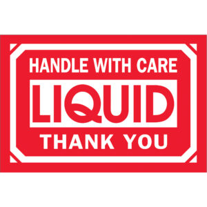 2 x 3" - "Handle With Care - Liquid - Thank You" Labels
