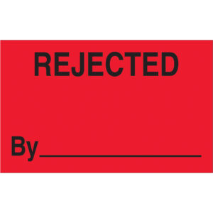 1 1/4 x 2" - "Rejected By" (Fluorescent Red) Labels