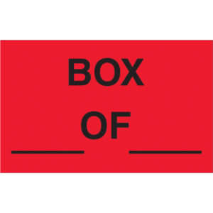 1 1/4 x 2" - "Box ___ Of ___" (Fluorescent Red) Labels