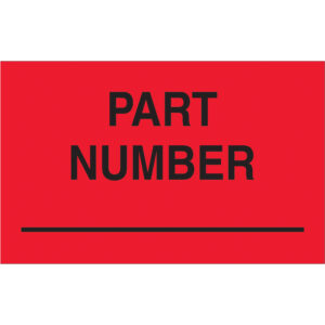 1 1/4 x 2" - "Part Number" (Fluorescent Red) Labels