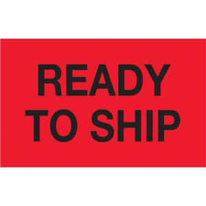 1 1/4 x 2" - "Ready To Ship" (Fluorescent Red) Labels