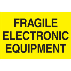 2 x 3" - "Fragile - Electronic Equipment" (Fluorescent Yellow) Labels