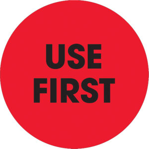 2" Circle - "Use First" Fluorescent Red Labels