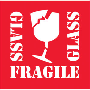4 x 4" - "Fragile - Glass" Labels