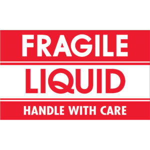 3 x 5" - "Fragile - Liquid - Handle With Care" Labels