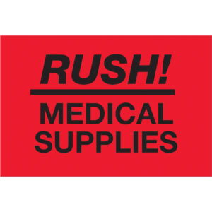 2 x 3" - "Rush - Medical Supplies" (Fluorescent Red) Labels