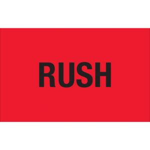 1 1/4 x 2" - "Rush" (Fluorescent Red) Labels