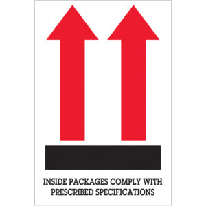 4 x 6" - "Inside Packages Comply..." Arrow Labels