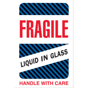 4 x 6" - "Fragile - Liquid in Glass" Labels