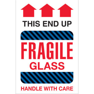 4 x 6" - "Fragile Glass - This End Up" Labels