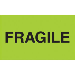 3 x 5" - "Fragile" (Fluorescent Green) Labels
