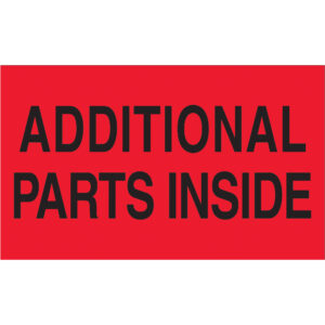 3 x 5" - "Additional Parts Inside" (Fluorescent Red) Labels