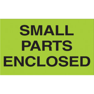 3 x 5" - "Small Parts Enclosed" (Fluorescent Green) Labels