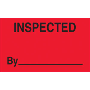 3 x 5" - "Inspected By" (Fluorescent Red) Labels