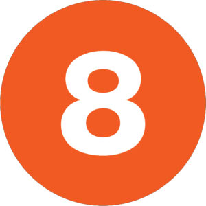 1" Circle - "8" (Orange) Number Labels