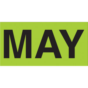 3 x 6" - "MAY" (Fluorescent Green) Months of the Year Labels