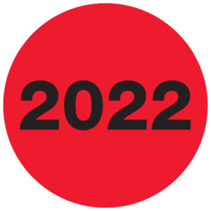 3" Circle - "2022" (Fluorescent Red) Year Labels