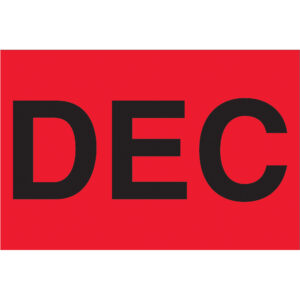 2 x 3" - "DEC" (Fluorescent Red) Months of the Year Labels