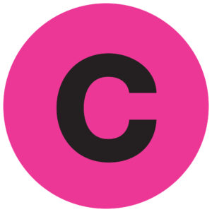 1" Circle - "C" (Fluorescent Pink) Letter Labels