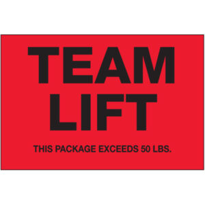2 x 3"  - "Team Lift" (Fluorescent Red) Labels
