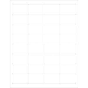 2 x 1 1/4" White Rectangle Laser Labels