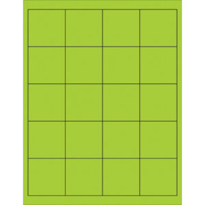 2 x 2" Fluorescent Green Rectangle Laser Labels