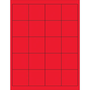 2 x 2"Fluorescent  Red Rectangle Laser Labels