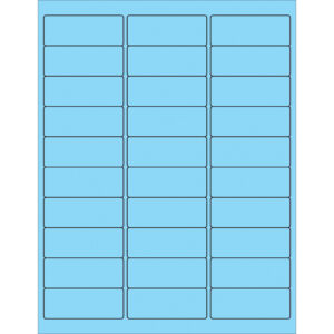 2 5/8 x 1" Fluorescent Pastel Blue Rectangle Laser Labels