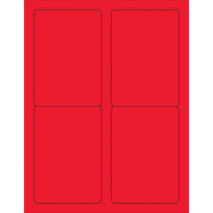 3 1/2 x 5" Fluorescent Red Rectangle Laser Labels