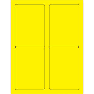3 1/2 x 5" Fluorescent Yellow Rectangle Laser Labels