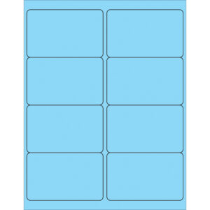 4 x 2 1/2" Fluorescent Pastel Blue Rectangle Laser Labels