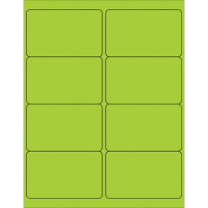 4 x 2 1/2" Fluorescent Green Rectangle Laser Labels