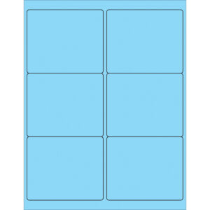 4 x 3 1/3" Fluorescent Pastel Blue Rectangle Laser Labels