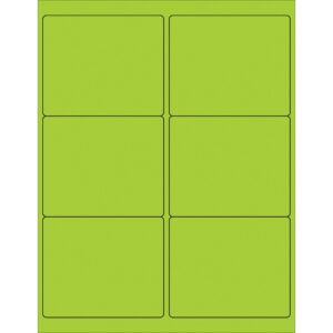 4 x 3 1/3" Fluorescent Green Rectangle Laser Labels