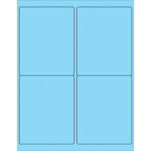 4 x 5" Fluorescent Pastel Blue Rectangle Laser Labels