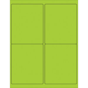 4 x 5" Fluorescent Green Rectangle Laser Labels