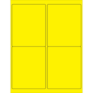 4 x 5" Fluorescent Yellow Rectangle Laser Labels